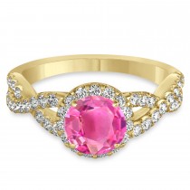 Pink Tourmaline & Diamond Twisted Engagement Ring 14k Yellow Gold 1.25ct