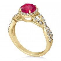 Ruby & Diamond Twisted Engagement Ring 18k Yellow Gold 1.55ct