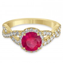 Ruby & Diamond Twisted Engagement Ring 18k Yellow Gold 1.55ct