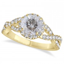 Salt & Pepper Diamond & Diamond Twisted Engagement Ring 14k Yellow Gold 1.30ct