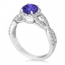Tanzanite & Diamond Twisted Engagement Ring 14k White Gold 1.55ct