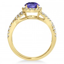 Tanzanite & Diamond Twisted Engagement Ring 18k Yellow Gold 1.55ct