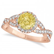 Yellow Diamond & Diamond Twisted Engagement Ring 14k Rose Gold 1.30ct
