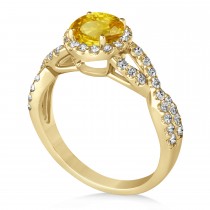 Yellow Sapphire & Diamond Twisted Engagement Ring 18k Yellow Gold 1.55ct