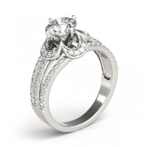 Diamond Three Row Clover Engagement Ring 14k White Gold (0.58ct)