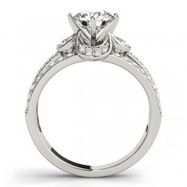 Diamond Three Row Clover Engagement Ring 18k White Gold (0.58ct)