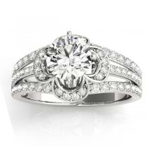 Diamond Three Row Clover Engagement Ring Setting Platinum (0.58ct)
