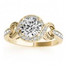 Vintage Style Halo Diamond Engagement Ring Setting 14k Y. Gold 0.25ct