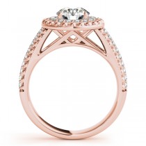 Vintage Halo Round Cut Diamond Engagement Ring 14k Pink Gold 1.19ct