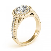 Vintage Halo Round Cut Diamond Engagement Ring 18k Yellow Gold 1.19ct