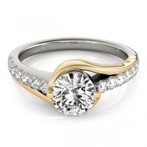 Solitaire Engagement Ring Diamond Accented 14k Two Tone Gold 1.00ct