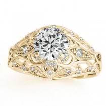 Vintage Art Deco Diamond Engagement Ring Setting 14k Yellow Gold .19ct
