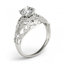 Vintage Art Deco Diamond Engagement Ring Setting 18k White Gold 0.20ct