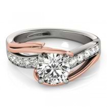 Diamond Bypass Engagement Ring Twisted Setting 14k Rose Gold (0.20ct)