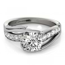 Diamond Bypass Engagement Ring Twisted Setting 14k White Gold (0.20ct)