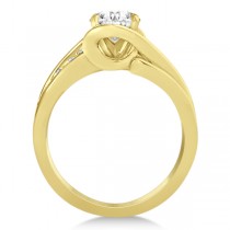 Diamond Bypass Engagement Ring Twisted Setting 14k Yellow Gold 0.20ct