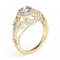 Edwardian Diamond Halo Engagement Ring Floral 14k Yellow Gold 2.00ct