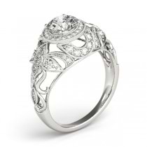 Edwardian Lab Grown Diamond Halo Engagement Ring Floral Platinum 2.00ct