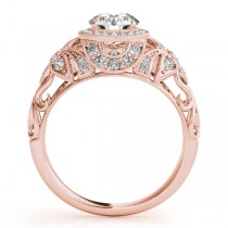 Edwardian Diamond Halo Engagement Ring Floral 18k Rose Gold (0.38ct)