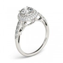 Cathedral Double Halo Diamond Engagement Ring 14k White Gold (1.50ct)