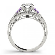 Diamond & Amethyst Three Row Engagement Ring Platinum (0.42ct)