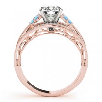 Diamond & Blue Topaz Three Row Engagement Ring 18k Rose Gold (0.42)