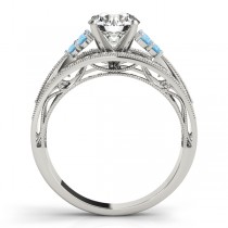 Diamond & Blue Topaz Three Row Engagement Ring Setting Platinum (0.42ct)