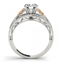 Diamond & Citrine Three Row Engagement Ring 18k White Gold (0.42ct)