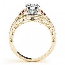 Diamond & Garnet Three Row Engagement Ring 18k Yellow Gold (0.42ct)
