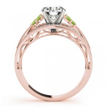 Diamond & Peridot Three Row Engagement Ring 18k Rose Gold (0.42)