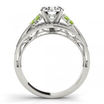 Diamond & Peridot Three Row Engagement Ring Setting Palladium (0.42ct)