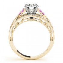 Diamond & Pink Sapphire Three Row Engagement Ring 18k Yellow Gold (0.42ct)
