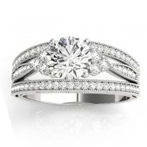 Diamond Three Row Split Shank Engagement Ring Setting Platinum (0.42ct)