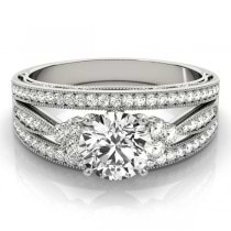 Diamond Three Row Split Shank Engagement Ring Setting Platinum (0.42ct)