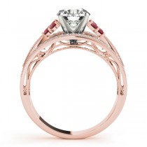 Diamond & Ruby Three Row Engagement Ring 18k Rose Gold (0.42)