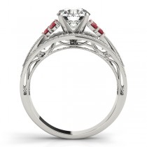 Diamond & Ruby Three Row Engagement Ring 18k White Gold (0.42ct)