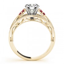 Diamond & Ruby Three Row  Engagement Ring 18k Yellow Gold (0.42ct)