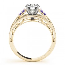 Diamond & Tanzanite Three Row Engagement Ring 18k Yellow Gold (0.42ct)