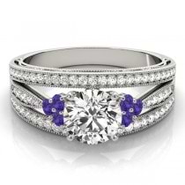 Diamond & Tanzanite Three Row Engagement Ring Platinum (0.42ct)