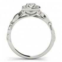 Artistic Square Halo Diamond Engagement Ring 14k White Gold (0.17ct)
