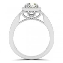 Designer Diamond Halo Engagement Ring 14k White Gold (1.25ct)