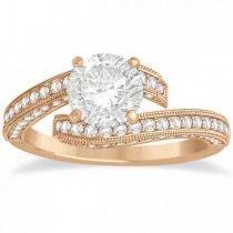 Diamond Bypass & Milgrain Engagement Ring Setting 14k R. Gold 0.50ct