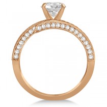 Diamond Bypass & Milgrain Engagement Ring Setting 14k R. Gold 0.50ct