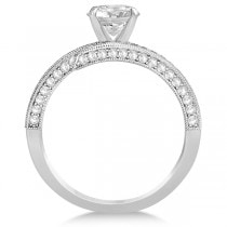Diamond Bypass & Milgrain Engagement Ring Setting 14k W. Gold 0.50ct