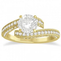 Diamond Bypass & Milgrain Engagement Ring Setting 14k Y. Gold 0.50ct
