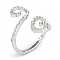Diamond Swirl Band, Abstract S Shape Ring in 14k White Gold 0.50ct