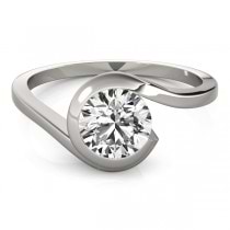 Solitaire Tension Set Diamond Engagement Ring 14k White Gold (0.90ct)