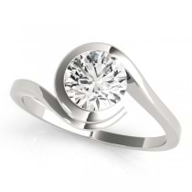 Solitaire Tension Set Diamond Engagement Ring 18k White Gold (0.90ct)