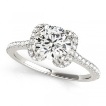 Bow-Inspired Halo Diamond Engagement Ring 14k White Gold (1.33ct)