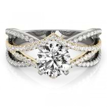 Mulit-Row Designer Diamond Engagement Ring 14k Two Tone Gold (1.00ct)